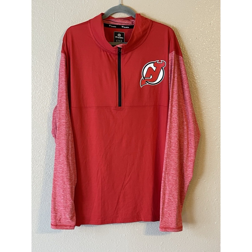 Men's 3XL NWOT New Jersey‎ Devils Fanatics Half Zip Pullover Jacket Red